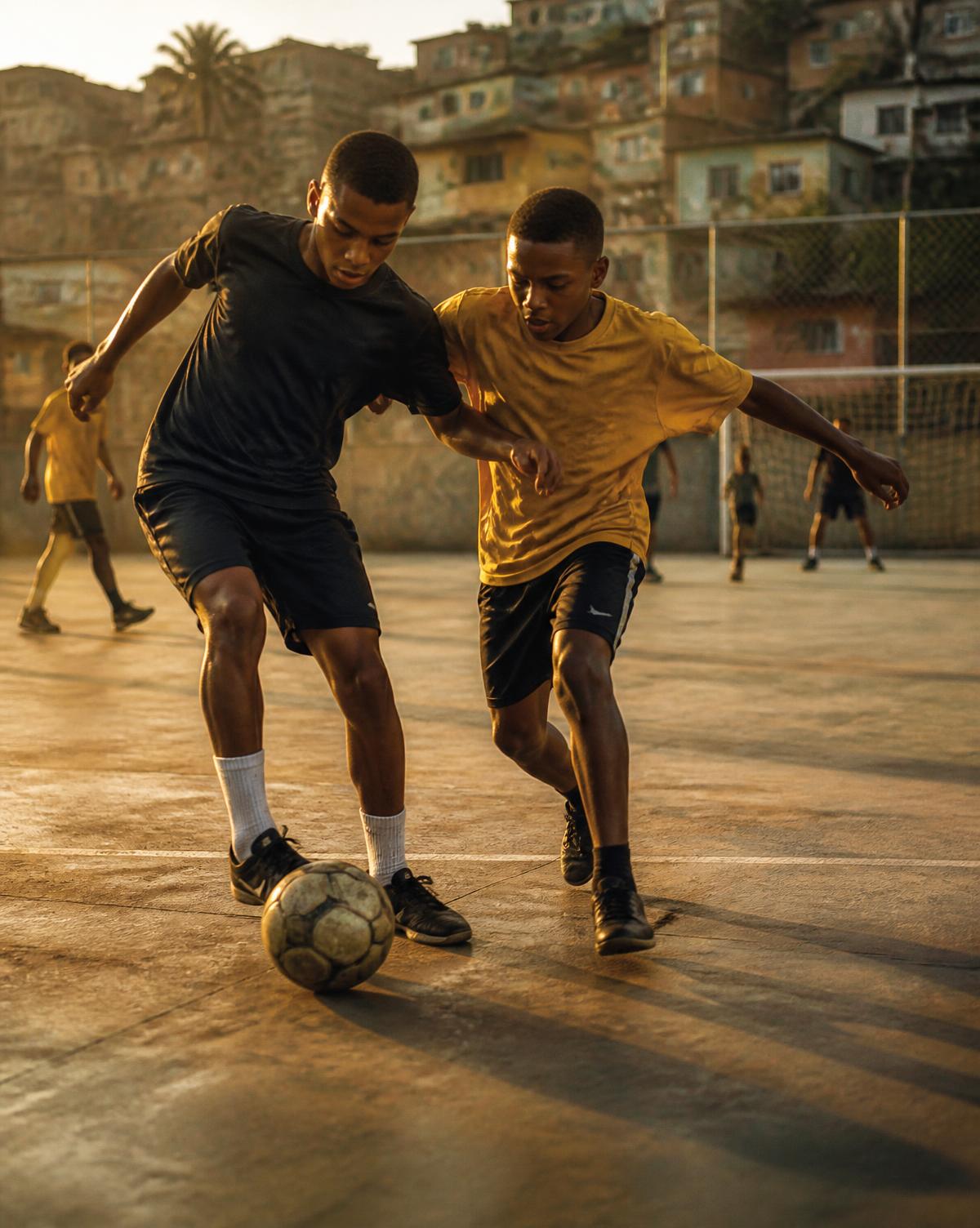 Young players competing in a small-sided match on a Brazilian court
